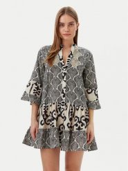 LOLA CASADEMUNT Sukienka letnia LS2516069 Czarny Regular Fit. Czarne sukienki LOLA CASADEMUNT, l, bez wzorów, z bawełny, bez kołnierzyka, bez ramiączek. Za 269.99 zł.