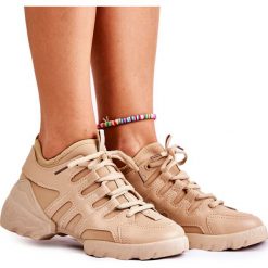 PG2 Damskie Sneakersy Sportowe Buty Beżowe Azella beżowy. Brązowe buty treningowe PG2, bez wzorów, z gumy, przed kostkę, bez zapięcia. Za 109.00 zł.