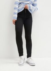 Modelujące dżinsy termiczne o kroju skinny, high waist. Czarne jeansy bonprix, bez wzorów, z jeansu, z podwyższonym stanem. Za 149.99 zł.