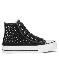 Trampki DeeZee. Czarne trampki DeeZee, bez wzorów, bez zapięcia. Za 49.99 zł.