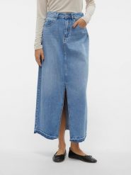 Vero Moda Spódnica dżinsowa w kolorze niebieskim rozmiar: S. Niebieskie spódnice Vero Moda, s, bez wzorów, z bawełny, klasyczne, maxi. Za 97.05 zł.