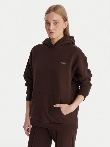 Guess Bluza V6RQ14 K9V31 Brązowy Regular Fit. Brązowe bluzy bez kaptura Guess, xs, z aplikacjami, z bawełny, bez kaptura. Za 349.99 zł.