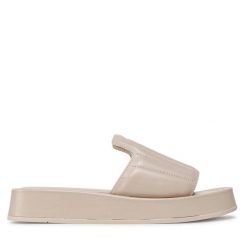 Klapki Nessi. Brązowe klapki Nessi, bez wzorów, bez obcasa, bez zapięcia. Za 319.99 zł.