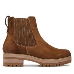 Sztyblety Wrangler. Brązowe botki Wrangler, bez wzorów, bez obcasa, na płaskiej podeszwie, bez zapięcia. Za 279.99 zł.