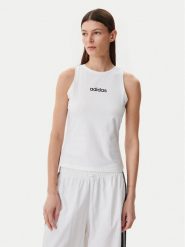 Adidas Top Essentials Linear JC5799 Biały Slim Fit. Białe topy adidas, m, bez wzorów, z bawełny, bez kołnierzyka, bez ramiączek. Za 69.99 zł.