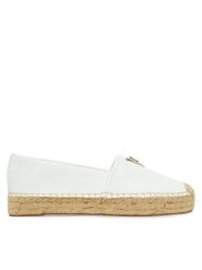 Guess Espadryle FLJLND LEA14 Biały. Białe espadryle Guess, z aplikacjami, ze skóry, bez obcasa. Za 279.99 zł.