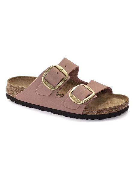 Birkenstock Skórzane klapki "Arizona" w kolorze jasnoróżowym rozmiar: 37. Różowe klapki Birkenstock, bez wzorów, z nubiku, klasyczne, z otwartym noskiem, bez obcasa, bez zapięcia. Za 498.95 zł.