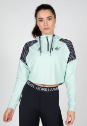 Zion Cropped Bluza z kapturem - Zielony. Zielone bluzy GORILLA WEAR, m, bez wzorów, z elastanu, z kapturem, na fitness i siłownię. Za 279.00 zł.