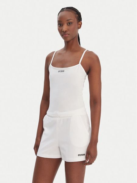 Guess Top E6GP02 J1314 Biały Regular Fit. Białe topy Guess, xl, z aplikacjami, z bawełny, bez kołnierzyka, bez ramiączek. Za 139.99 zł.