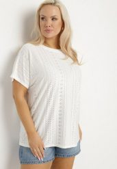 Biały Klasyczny T-shirt z Bawełną Nilavienna. Białe t-shirty Born2be, uniwersalny, bez wzorów, z bawełny, klasyczne, bez kołnierzyka, bez ramiączek. Za 49.99 zł.