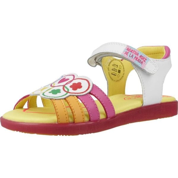 Sandały AGATHA RUIZ DE LA PRADA 242962A Biały. Białe sandały Agatha Ruiz de la Prada, bez wzorów, ze skóry, bez obcasa, bez zapięcia. Za 252.71 zł.