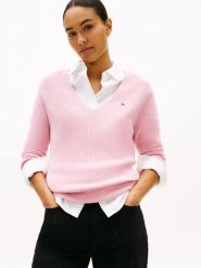 Tommy Hilfiger Sweter z dzianiny Kobiety Bawełna różowy, XS. Czerwone swetry Tommy Hilfiger, xs, bez wzorów, z bawełny, eleganckie, bez ramiączek. Za 409.95 zł.