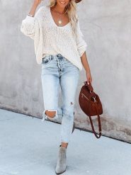 LA Angels Sweter w kolorze kremowym rozmiar: M. Brązowe swetry LA Angels, m, bez wzorów, bez ramiączek. Za 196.70 zł.