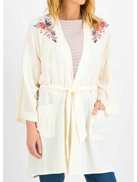 Blutsgeschwister Kardigan "Cio Cio San" w kolorze kremowym rozmiar: L. Brązowe swetry Blutsgeschwister, l, bez wzorów, z tkaniny, klasyczne, bez ramiączek. Za 154.07 zł.