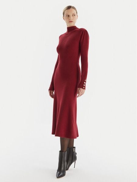 Artigli Sukienka dzianinowa ACAB003090 Bordowy Regular Fit. Czerwone sukienki Artigli, m, bez wzorów, z dzianiny, bez kołnierzyka, bez ramiączek. Za 279.99 zł.