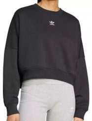 Bluza sportowa damska Adidas Essential Crew Fleece. Czarne bluzy bez kaptura adidas, s, bez wzorów, z bawełny, bez kaptura. Za 190.99 zł.