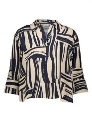 JDY Bluzka "Pepper" w kolorze beżowo-granatowym rozmiar: XS. Brązowe bluzki JDY, xs, bez wzorów, bez kołnierzyka, bez ramiączek. Za 57.33 zł.