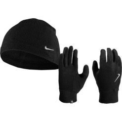 Czapka i rękawiczki unisex Nike Dri-Fit Fleece. Czarne czapki zimowe Nike, bez wzorów, sportowe. Za 354.24 zł.