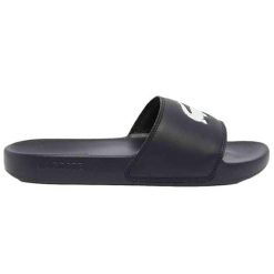 Klapki Sportowe Damskie Lacoste Serve Slide. Czarne klapki Lacoste, bez wzorów, z materiału, eleganckie, bez obcasa, bez zapięcia. Za 163.40 zł.