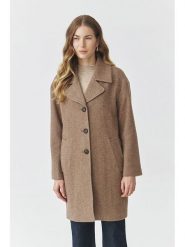 TATUUM Wełniany płaszcz "Sewro" w kolorze jasnobrązowym rozmiar: 40. Brązowe płaszcze Tatuum, bez wzorów, z wełny, bez kaptura. Za 391.59 zł.