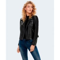 Kurtka Kobieta ONLY ONLGEMMA FAUX LEATHER BIKER OTW NOOS. Czarne kurtki ONLY, bez wzorów, ze skóry, bez kaptura. Za 210.75 zł.