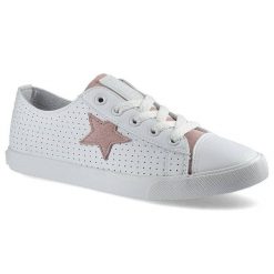 Białe Trampki Big Star Damskie Stylowe Obuwie. Białe trampki BIG STAR, z aplikacjami, ze skóry ekologicznej, eleganckie, bez zapięcia. Za 95.00 zł.