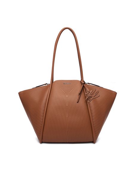 KARL LAGERFELD Torebka B1W30043 Brązowy. Brązowe shopper bag KARL LAGERFELD, bez wzorów, ze skóry, bez dodatków. Za 886.99 zł.