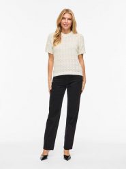 Vila Sweter "Vilowen" w kolorze kremowym rozmiar: XL. Brązowe swetry Vila, xl, bez wzorów, z bawełny, bez ramiączek. Za 88.43 zł.