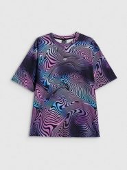 4F T-shirt oversize z nadrukiem damski - multikolor L. T-shirty 4f, l, bez wzorów, z bawełny, klasyczne, bez kołnierzyka, bez ramiączek. Za 79.99 zł.