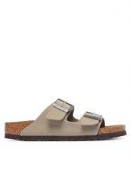 Birkenstock Klapki Arizona Bf 1033132 Khaki. Brązowe klapki Birkenstock, bez wzorów, ze skóry, bez obcasa, bez zapięcia. Za 399.99 zł.