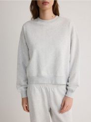 Bawełniana bluza - jasnoszary. Szare bluzy Reserved, l, bez wzorów, z bawełny, bez ramiączek, bez kaptura. Za 79.99 zł.