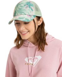 Czapka Trucker dla Kobiety INTO THE SUN Zielony. Zielone czapki z daszkiem Roxy, bez wzorów, z materiału. Za 129.99 zł.