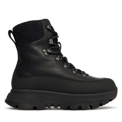 Trapery FitFlop. Czarne traperki FitFlop, bez wzorów, bez obcasa, bez zapięcia. Za 1,069.00 zł.
