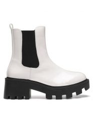 DeeZee Sztyblety WYL3949-1 Biały. Białe botki DeeZee, bez wzorów, bez obcasa, na słupku, bez zapięcia. Za 125.99 zł.