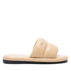 Klapki Gino Rossi. Brązowe klapki Gino Rossi, bez wzorów, bez obcasa, bez zapięcia. Za 369.99 zł.