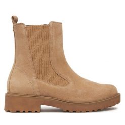 Botki Caprice. Brązowe botki Caprice, bez wzorów, bez obcasa, na płaskiej podeszwie, bez zapięcia. Za 269.99 zł.