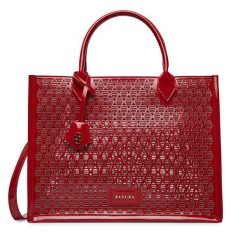 Torebka Badura. Czerwone shopper bag Badura, bez wzorów, bez dodatków. Za 299.99 zł.