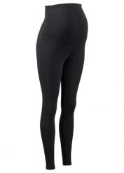 Legginsy ciążowe z bawełny organicznej. Czarne legginsy bonprix, bez wzorów, z bawełny. Za 54.99 zł.