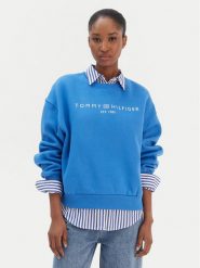 Tommy Hilfiger Bluza Corp Logo WW0WW47831 Niebieski Regular Fit. Niebieskie bluzy Tommy Hilfiger, xxl, bez wzorów, z bawełny, bez ramiączek, bez kaptura. Za 409.99 zł.