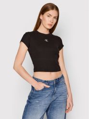 Calvin Klein Jeans T-Shirt J20J218337 Czarny Slim Fit. Czarne t-shirty Calvin Klein Jeans, xxl, bez wzorów, z bawełny, bez kołnierzyka, bez ramiączek. Za 129.99 zł.