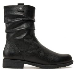 Botki Tamaris. Czarne botki Tamaris, bez wzorów, bez obcasa, na płaskiej podeszwie, bez zapięcia. Za 249.99 zł.