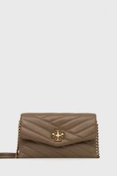 Tory Burch torebka skórzana kolor beżowy. Brązowe listonoszki Tory Burch, bez wzorów, na ramię, pikowane, bez dodatków. Za 2,049.90 zł.