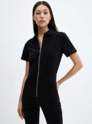 Mango Kombinezon Sztruksowy Iggy 57087706 Czarny Regular Fit. Czarne sukienki Mango, xl, bez wzorów, z bawełny, bez kołnierzyka, bez ramiączek. Za 259.99 zł.