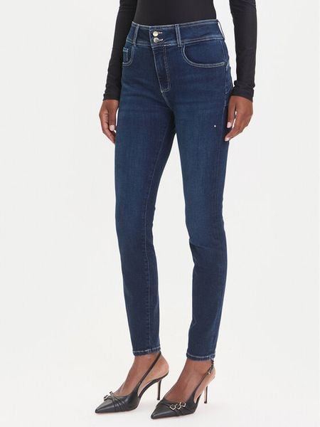 Guess Jeansy W5RA34 D5PY1 Granatowy Skin Fit. Niebieskie jeansy Guess, z aplikacjami, z bawełny. Za 379.99 zł.