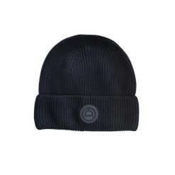 Wełniana czapka z dzianiny Montar Logo Badge. Czarne czapki zimowe MONTAR, bez wzorów, z dzianiny, eleganckie. Za 224.50 zł.