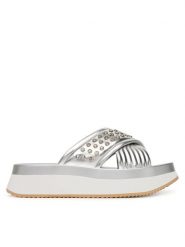 Liu Jo Klapki Dreamy Sandal 05BA5091 EX187 Srebrny. Szare klapki Liu Jo, bez wzorów, ze skóry, bez obcasa, bez zapięcia. Za 379.99 zł.