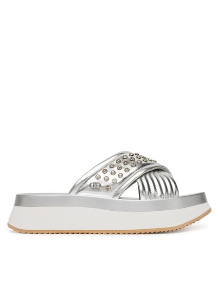 Liu Jo Klapki Dreamy Sandal 05BA5091 EX187 Srebrny. Szare klapki Liu Jo, bez wzorów, ze skóry, bez obcasa, bez zapięcia. Za 629.99 zł.
