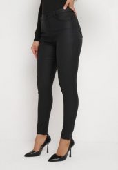 Czarne Spodnie Skinny z Imitacji Skóry Awileda. Czarne jeansy Born2be, l, bez wzorów, z jeansu, biznesowe, z podwyższonym stanem. Za 99.99 zł.