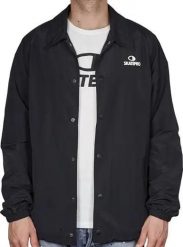 Odzież Outdoor unisex SkatePro Coach Kurtka - M - Czarny. Czarna kurtki SKATEPRO, m, bez wzorów, z materiału, klasyczne, bez kaptura. Za 194.99 zł.