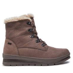 Botki Caprice. Brązowe botki Caprice, bez wzorów, bez obcasa, na płaskiej podeszwie, bez zapięcia. Za 269.99 zł.